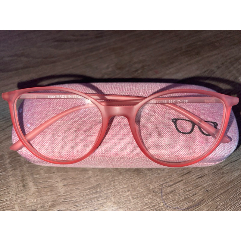 (FREE BOX) Frame Kacamata Lentur Dior Bulat Semi Cat Eye Warna Pink (ANTI PATAH)