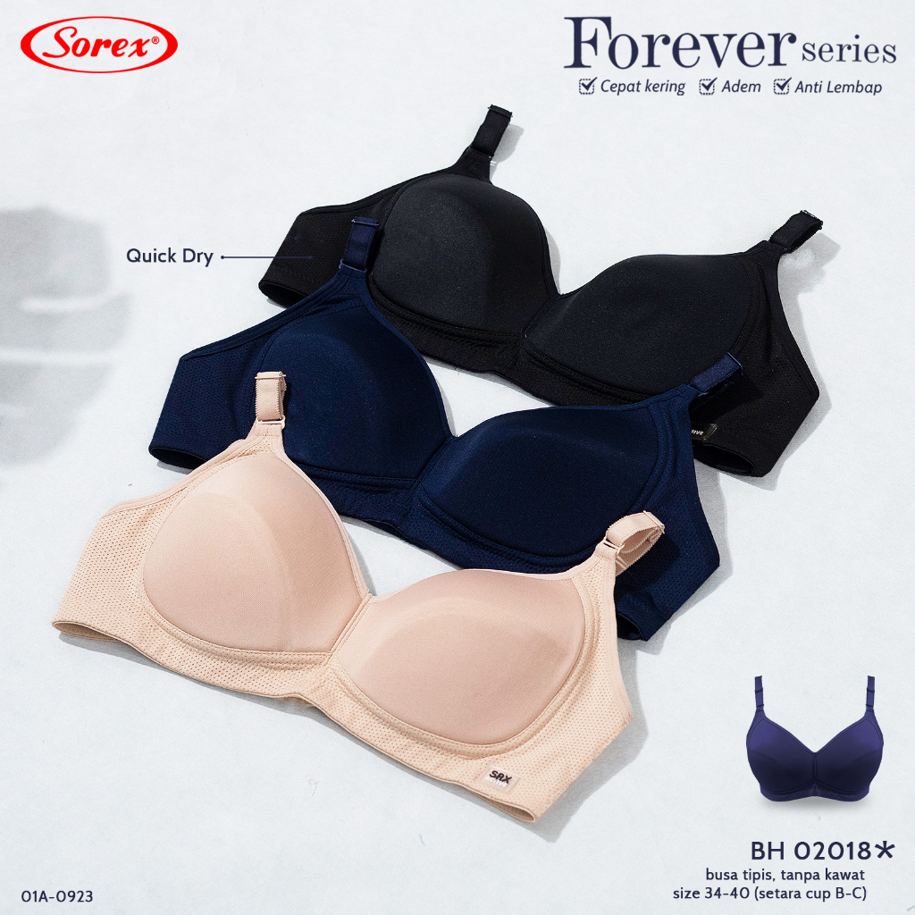 Bra Sorex 02018 Energic Busa Tipis Tanpa Kawat Bh Sorex Kancing 3 Cup B-C