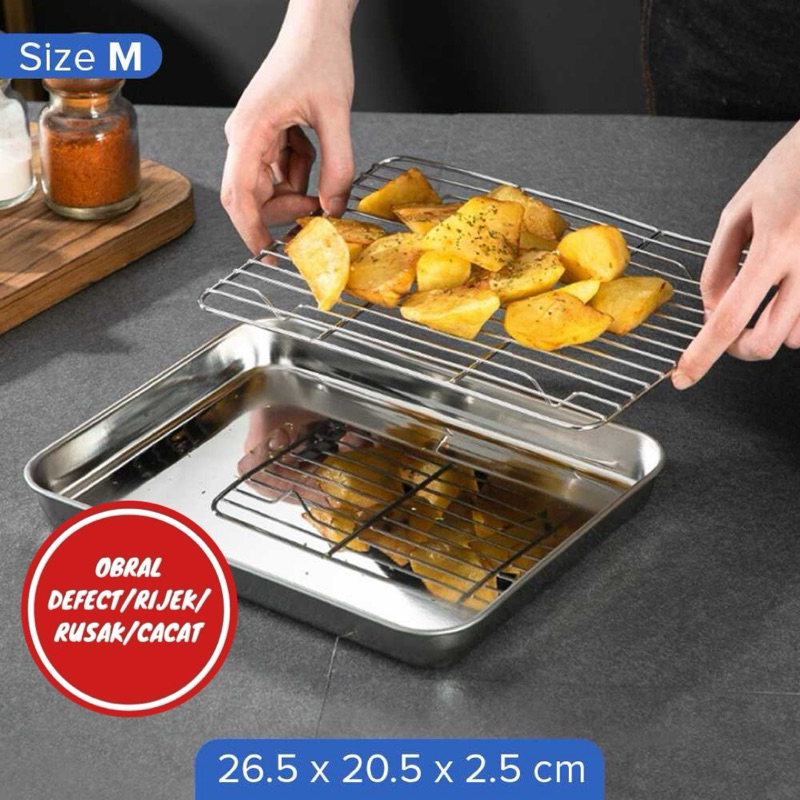 [OBRAL RIJEK] Loyang Nampan Baking Sheet Tray Rack Removable Stainless Steel - NL28