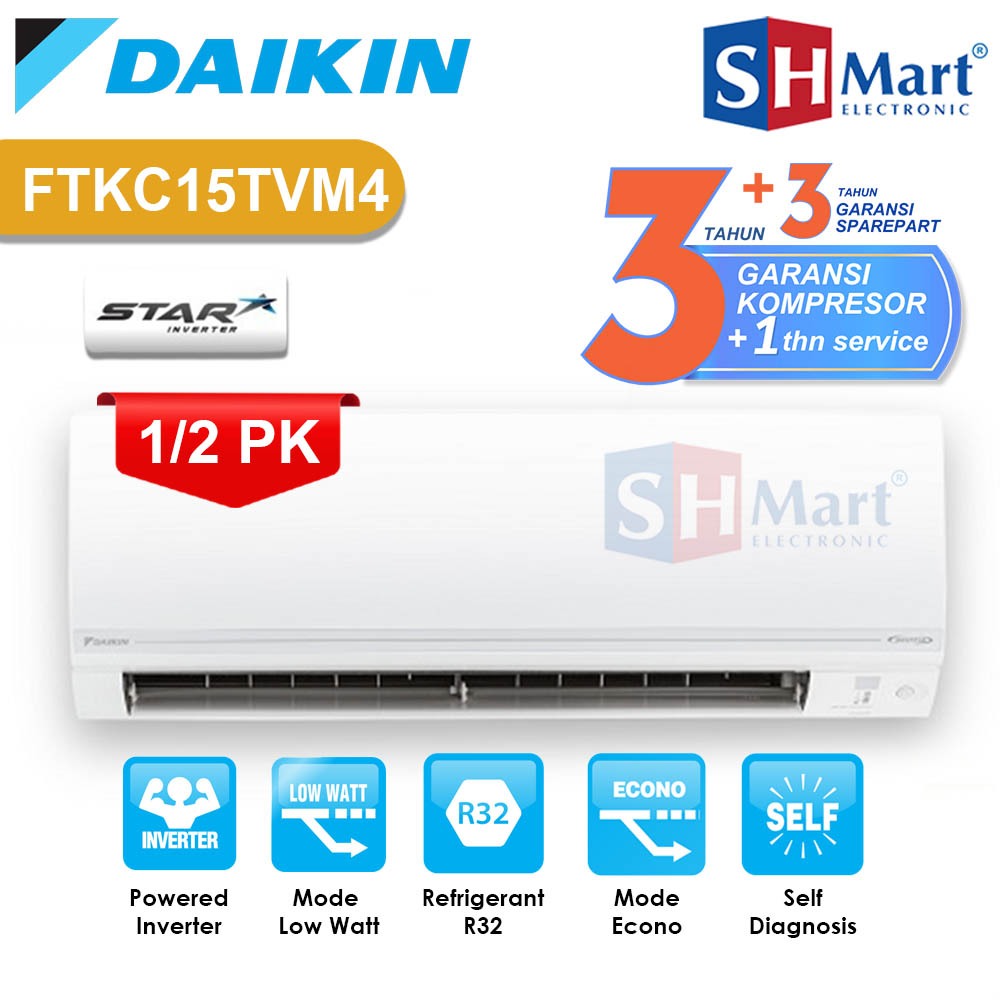 AC DAIKIN 1/2 PK STAR INVERTER FTKC-15TVM4 15TVM THAILAND GARANSI RESMI (MEDAN)