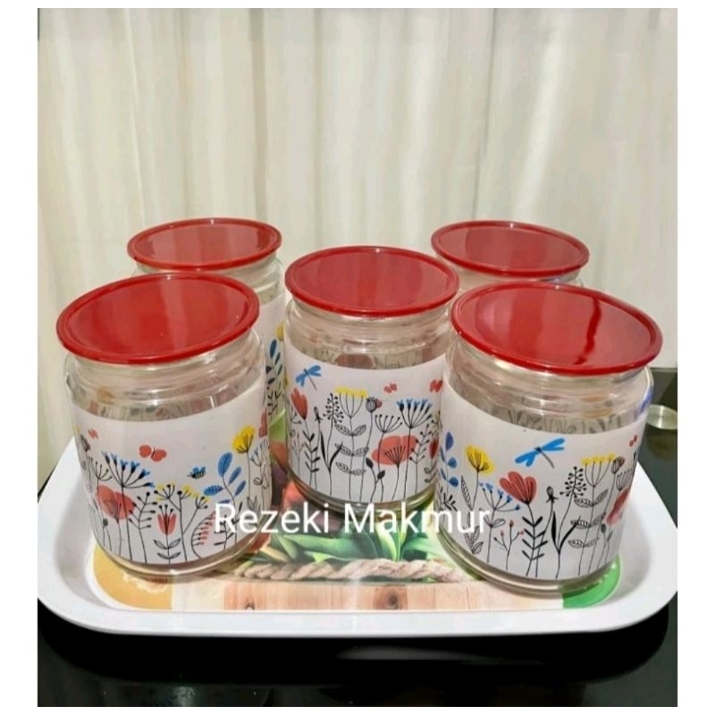 Toples kue lebaran 5pcs kedap udara + Nampan melamin cantik tebal / Toples Kaca