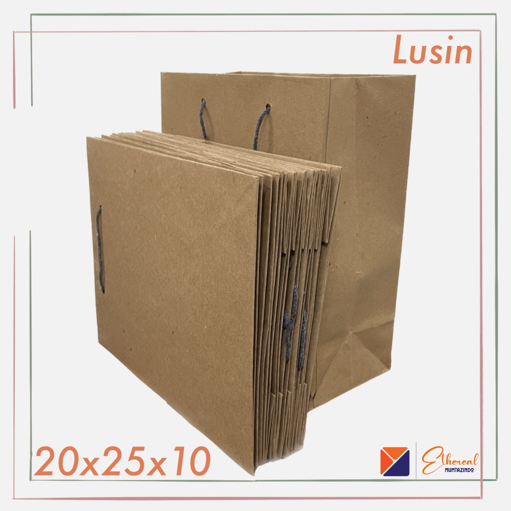 

[LUSINAN ISI 12 PCS] Paper bag 20x25x10 (R7) Kraft 125 gsm