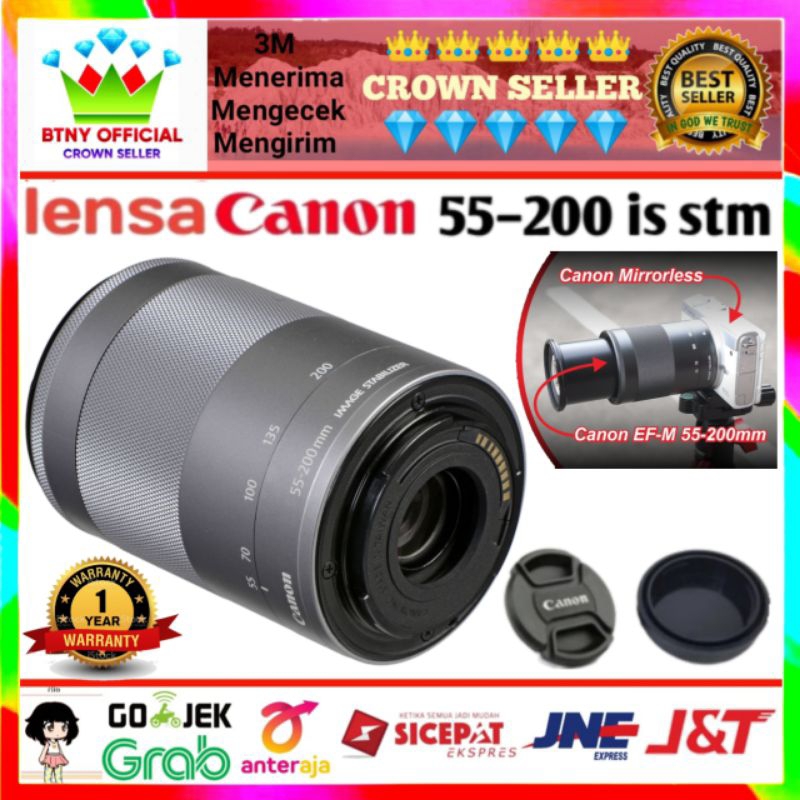 Lensa Tele Canon EF M 55 200mm IS STM for Camera EOS m EFM - SILVER