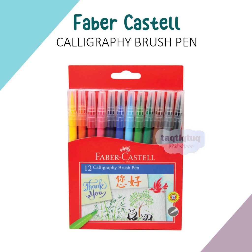 

Faber Castell Calligraphy Brush Pen set 12 Spidol Kaligrafi 12 Warna Pena Lettering