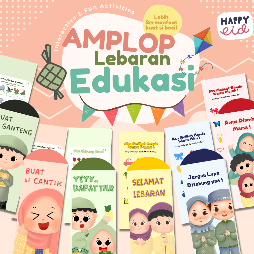 

AMPLOP LEBARAN EDUKASI / AMPLOP LEBARAN ANAK-ANAK / HADIAH LEBARAN BERMAKNA / AMPLOP KREATIF DESAIN EDUKATIF / LEBARAN 2024 / PROMO LEBARAN SHOPEE