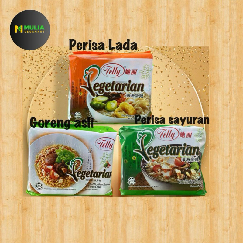 

MULIA VEGEMART TELLY VEGETARIAN MIE INSTAN HOT PAPPER, SAYURAN, GORENG