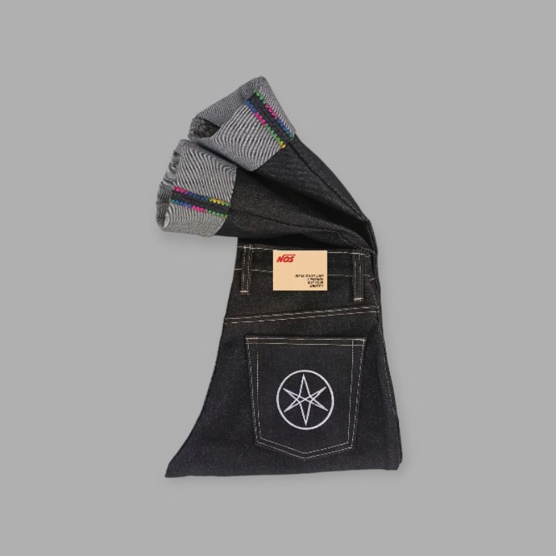 POI RAW DENIM SELVEDGE RAINBOW BLACK 14 OZ