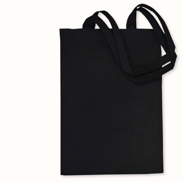 Tote Bag Hitam Drill Polos - Tas Belanja Goodie Bag Shopping Totebag Jinjing