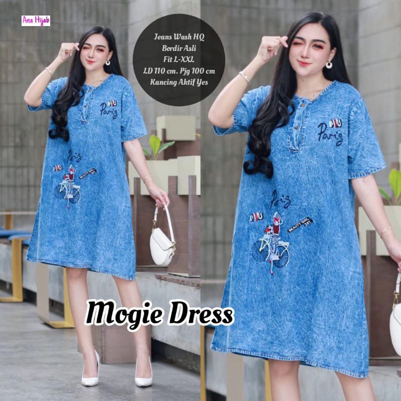 Dress wanita jeans / dress jeans / dress jeans bordir asli