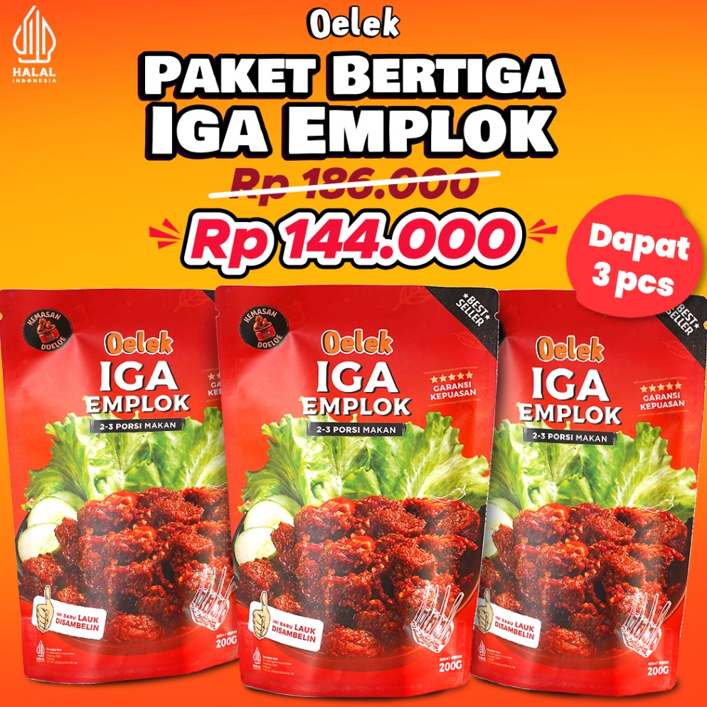 

Paket Bertiga Iga Emplok Oelek 3 Pack Iga Emplok Iga Mercon Iga Sambal Oseng Iga