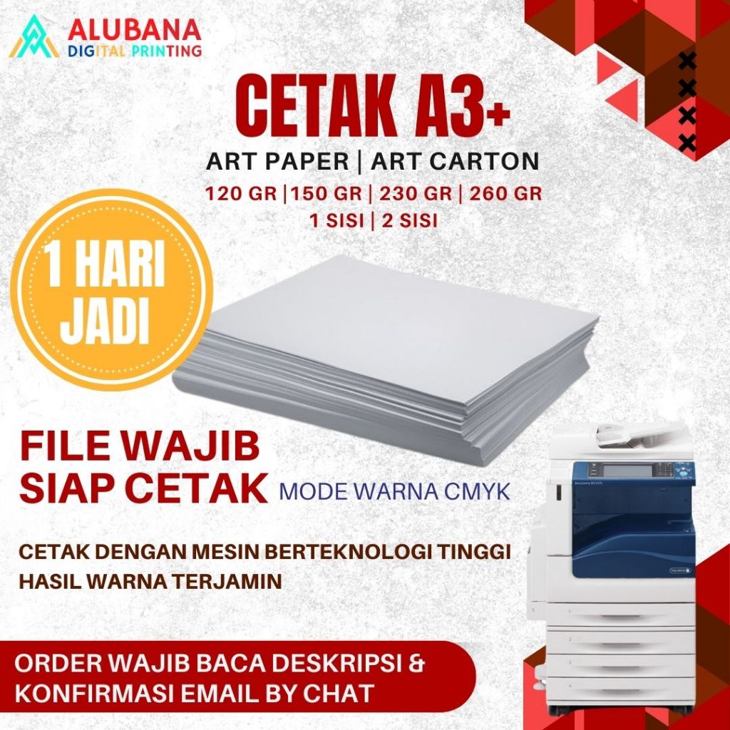 

CETAK A3+ MURAH / PRINT A3+ 1 SISI DAN 2 SISI / KERTAS ART PAPER / KERTAS ART CARTON