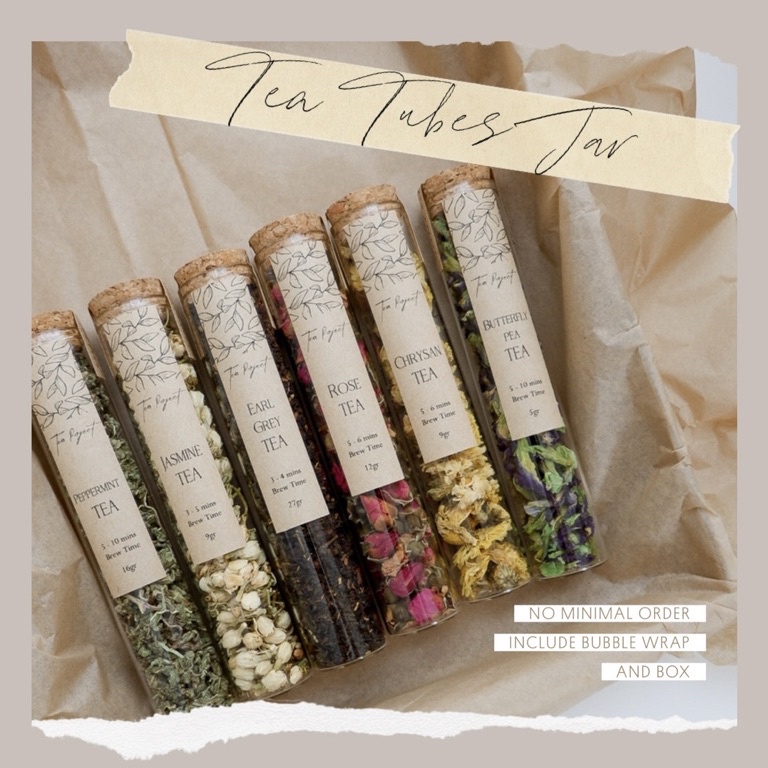 

SUPER DISKON Tea Tube Jar Glass tube with cork lid Satuan