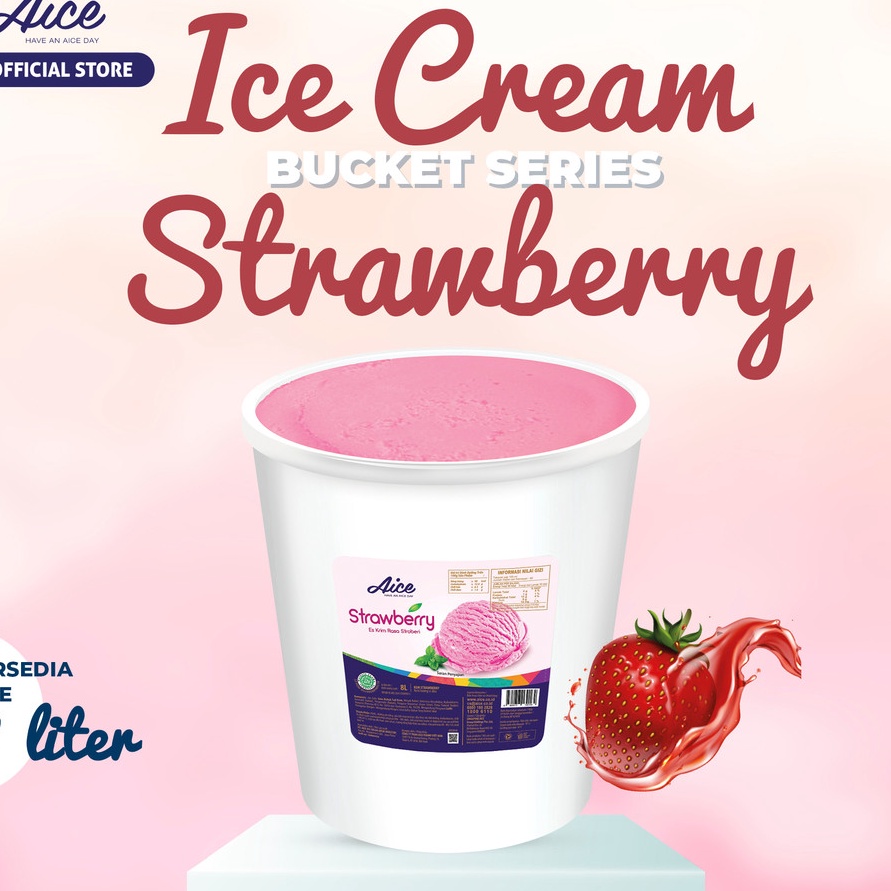 

Terlaku AICE Strawberry Bucket 8 Liter Ice Cream Es Krim Ember 8L Eskrim