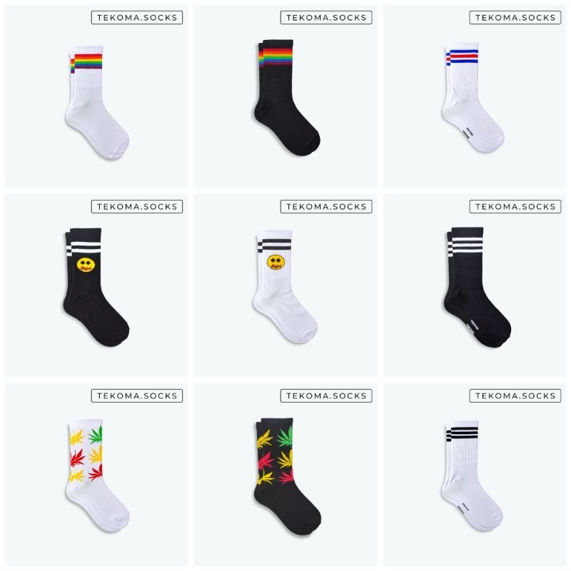 Kaos Kaki Skate Oldschool / Kaos Kaki Graphic Old School by Tekoma (Banyak Motif Didalam)