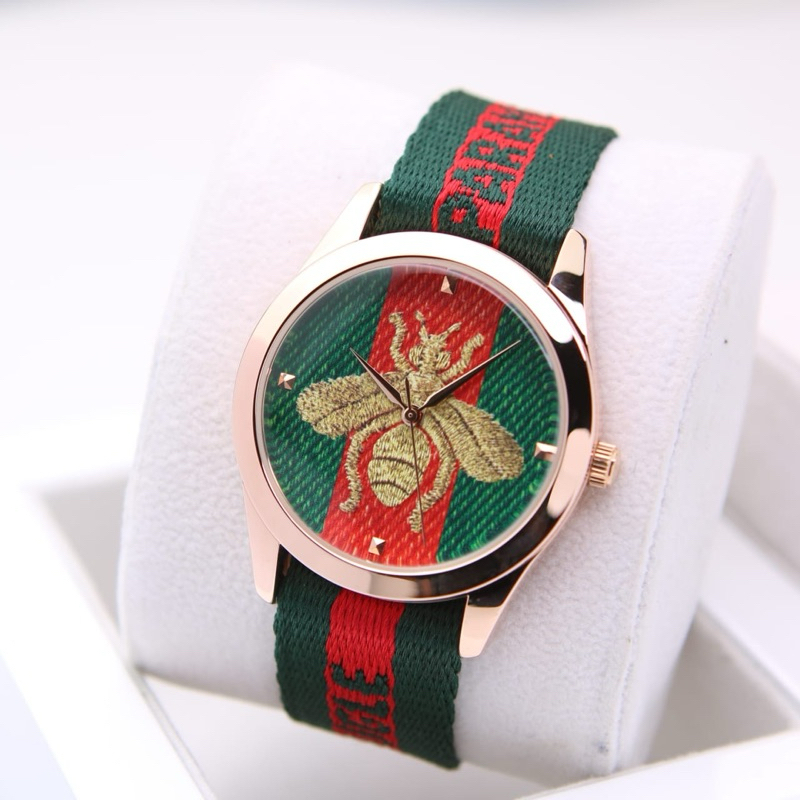 ( BISA COD ) Jam Tangan Wanita GUCC1 MODEL LEBAH & TIGER Kain Tali Kanvas Jam Tangan Fashion Cewek