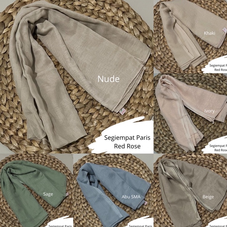 Segiempat Paris Red Rose  Hijab Paris Daily