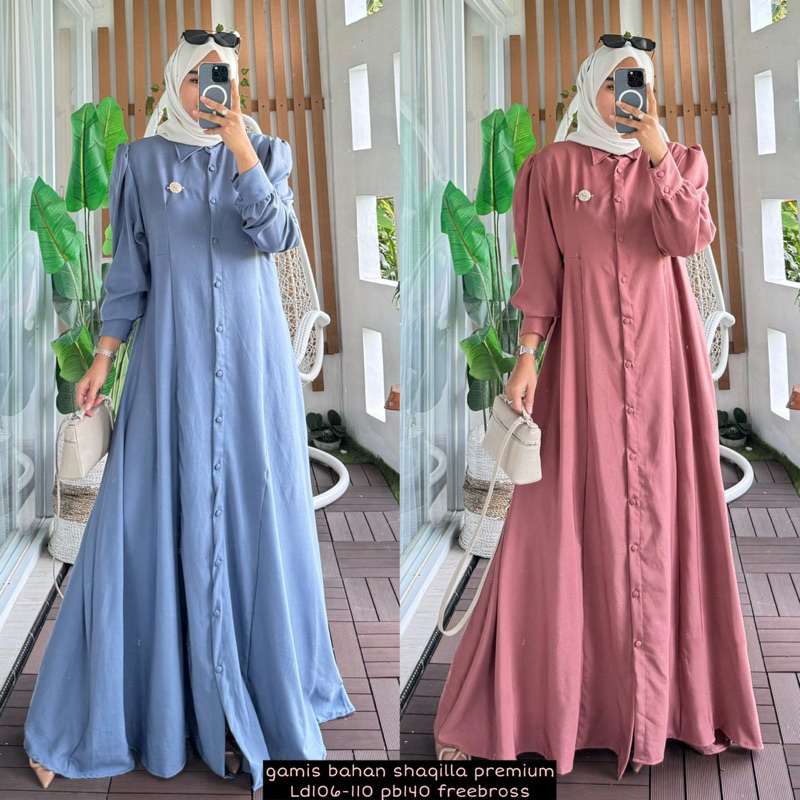 Jual Rugi Gamis Polos Kerah by Alvaro Collection - Gamis Polos Murah - Gamis Perempean Dewasa - Gami
