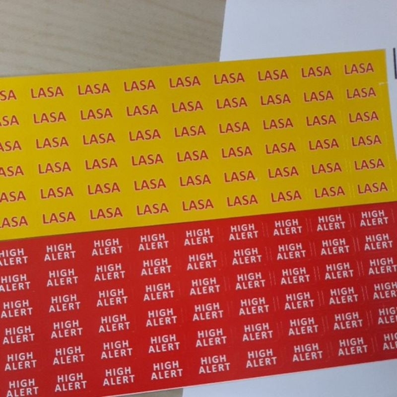 

Stiker Label Lasa dan High Alert 1x2 cm