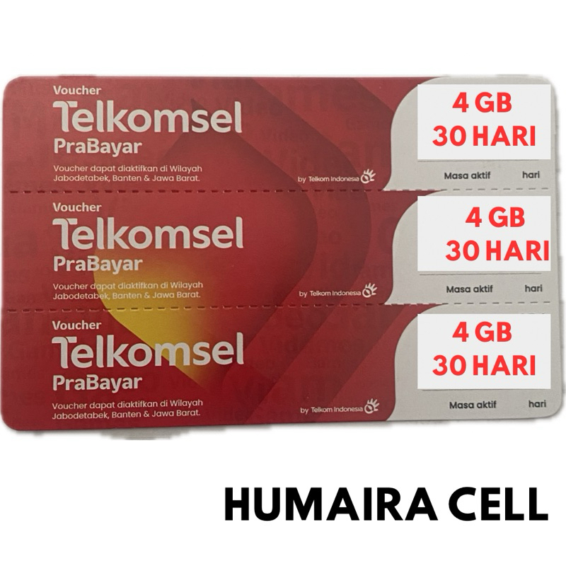 VOCHER DATA KUOTA TELKOMSEL 4 GB 30 HARI