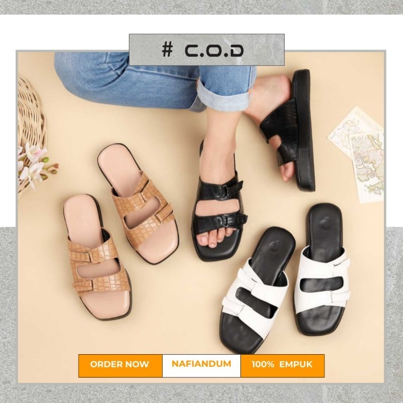 NAFIANDUM Sandal Wanita Teplek MIXIE Empuk Casual Size 37 - 40 Sendal Slop Rumah Flat Cewek Kasual U