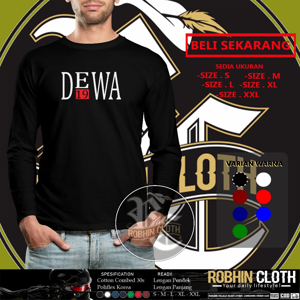Kaos Band Dewa 19 Logo Lengan Panjang Baju Musik