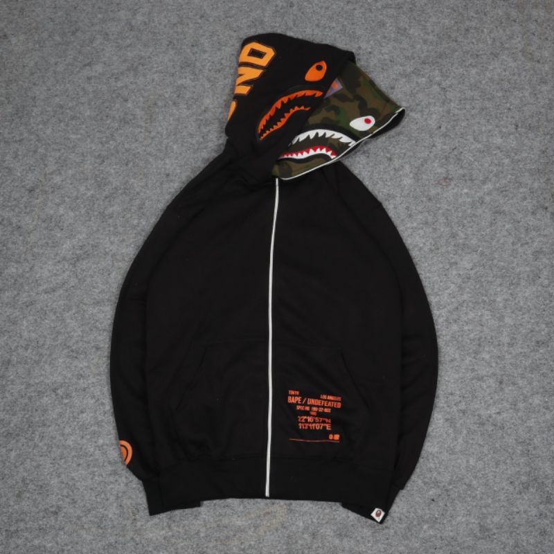 Double Hoodie B4PE UNDEFEATED Full Ziper Miror Fulltag - Hoodie Bape Pria Wanita