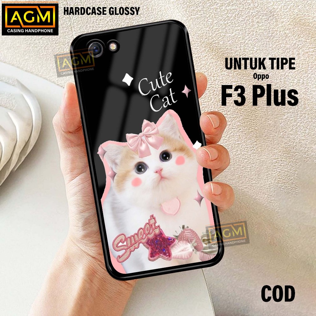 Case Oppo F3 Plus - New Case Glossy casing Hp Oppo Oppo F3 Plus [Motif CUTE CAT] - AGM Case softcase
