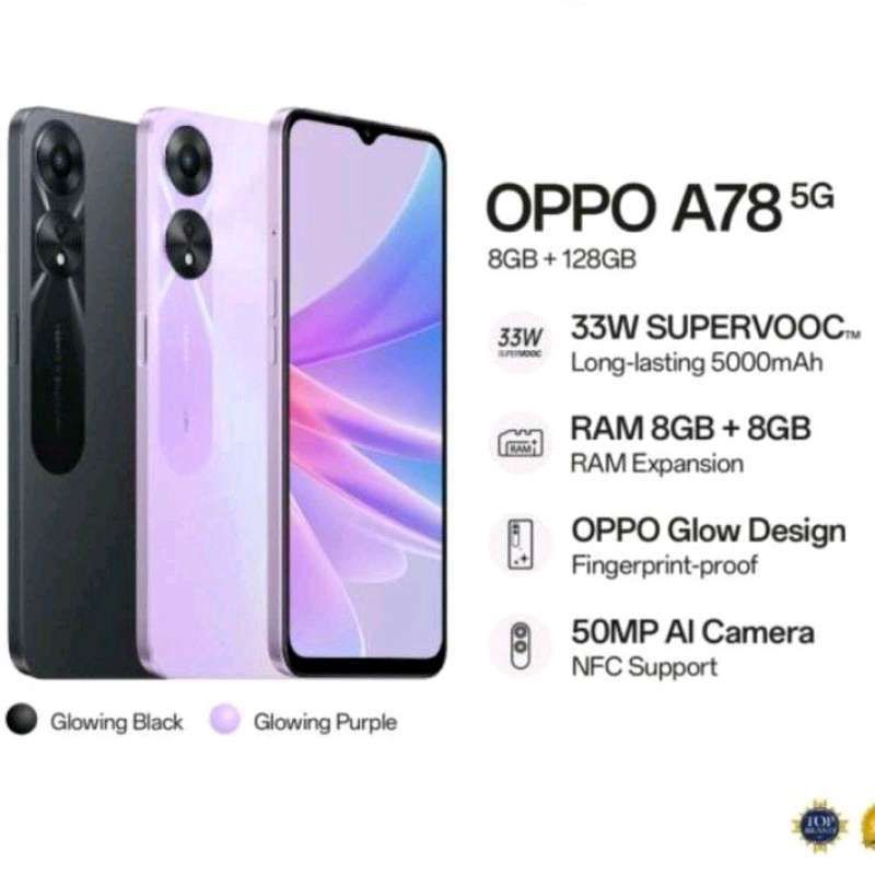 OPPO A78 5G 8/128GB | 8/256 5G - Garansi Resmi Oppo