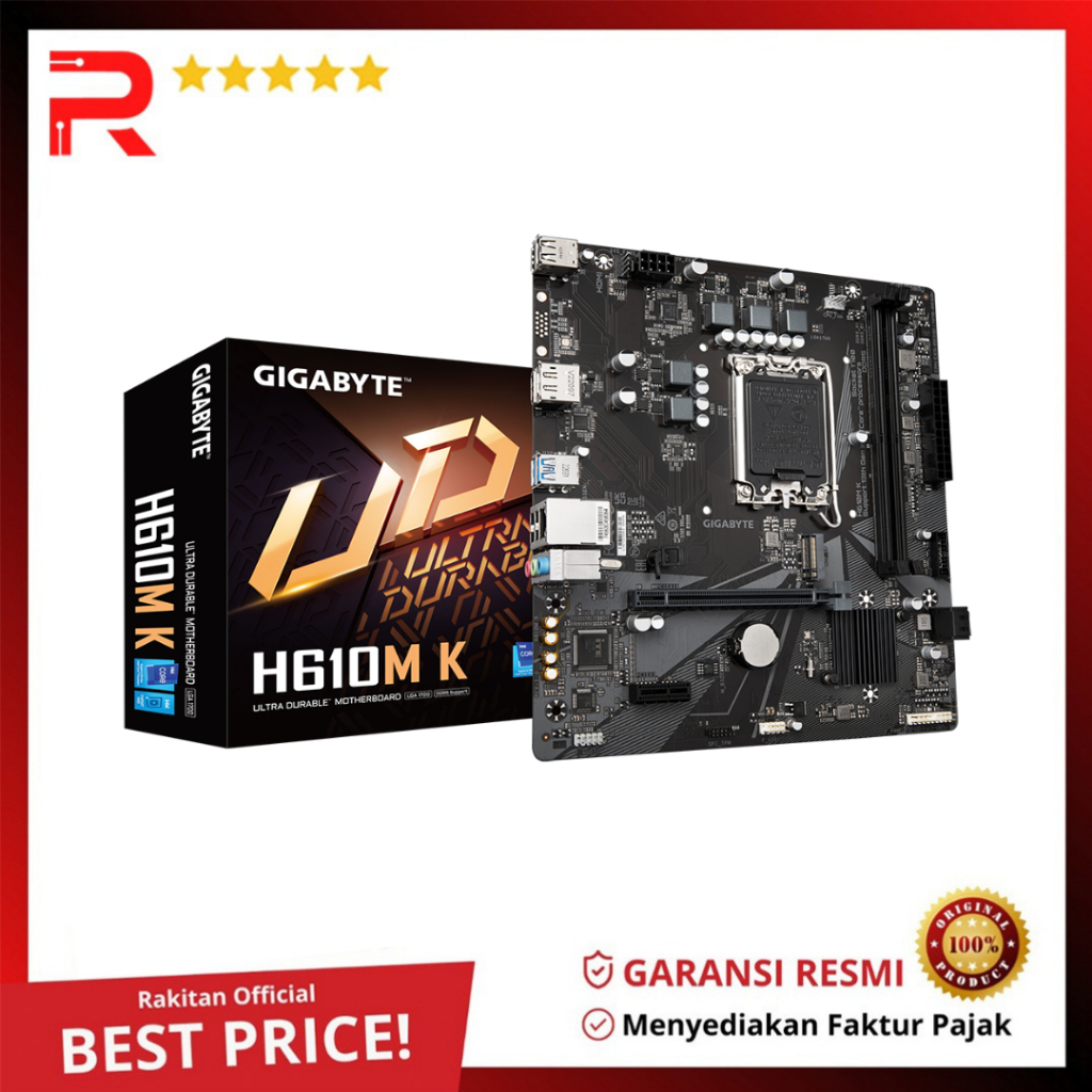 Motherboard Gigabyte H610M K (LGA1700, H610, DDR5, M-ATX)