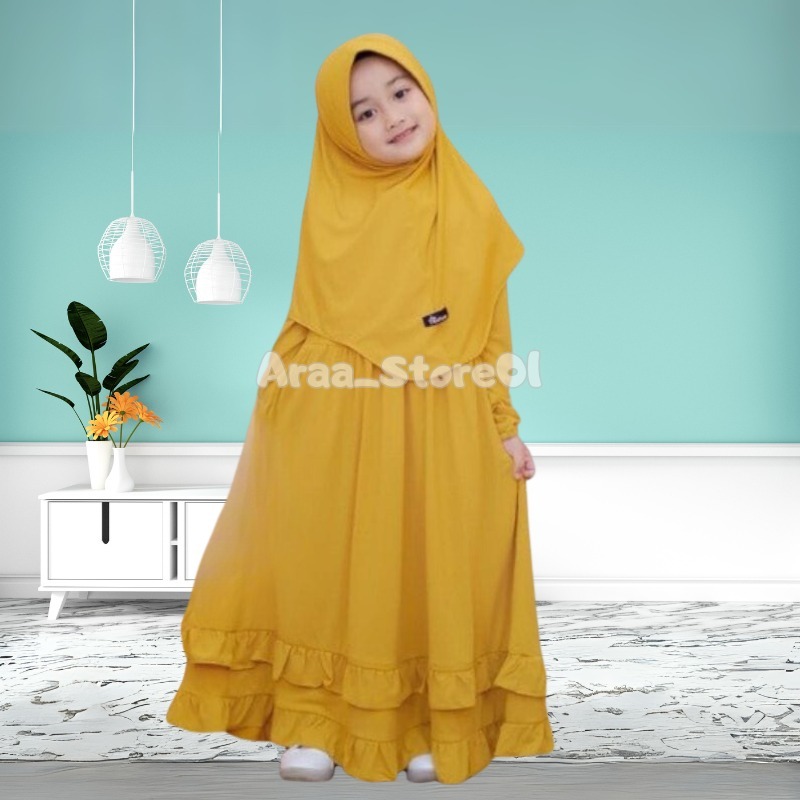 Gamis Anak Delisha Free Krudung Bahan Crinkle 3-12 Tahun Baju Gamis anak perempuan