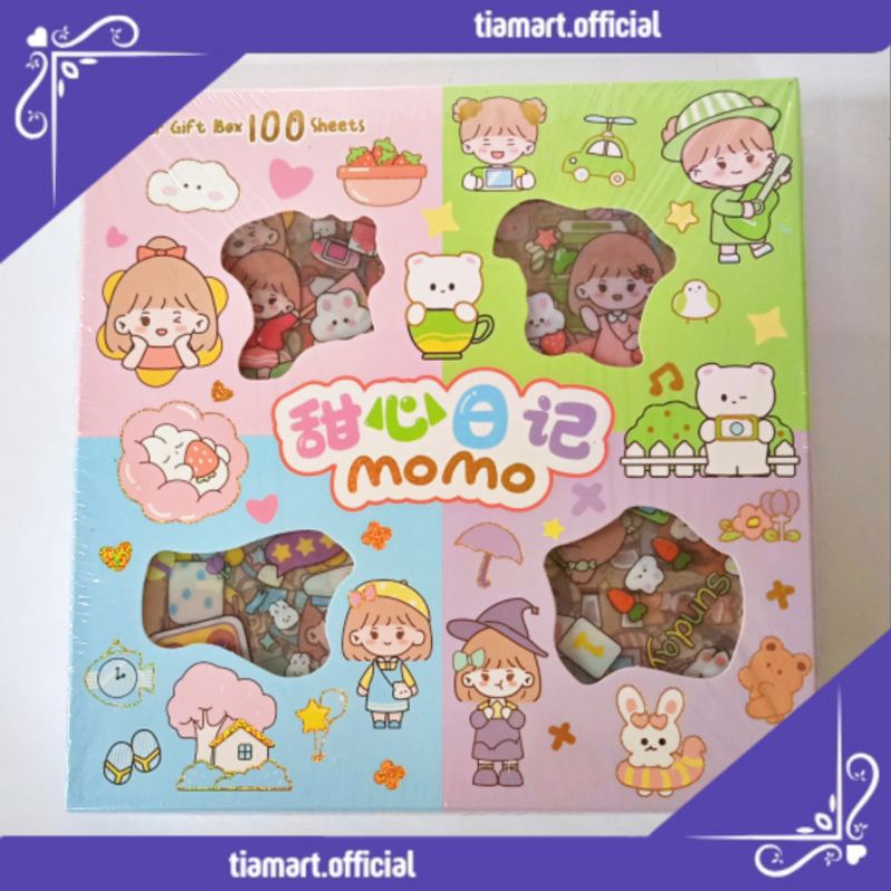 

[PCS] Stiker Set Momo Karakter Lucu Motif Kartun 100 Lembar Rainbow