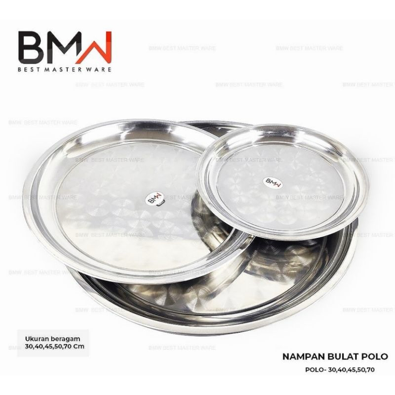 Nampan Bulat Polos Stainless 50cm / Nampan Bulat Stainless Steel/ Baki
