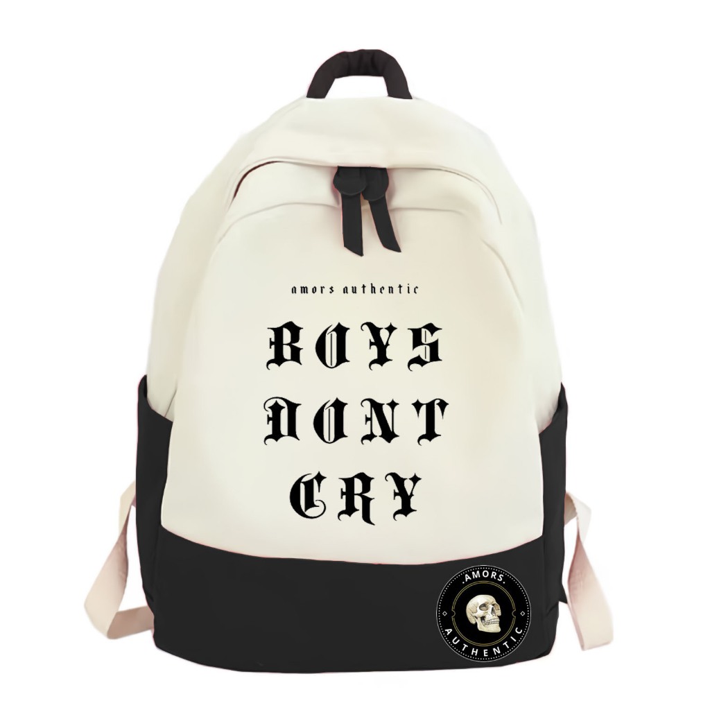 Tas Ransel Cowo/Cewe Unisex SD SMP SMA Kekinian Keren Motif Kata-Kata Skena BOYS DONT CRY FREE STIKE