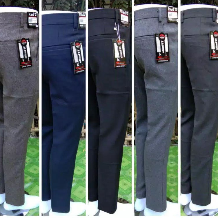 Lariz Kode5b5Ap CELANA KANTOR FORMAL PRIA SLIMFIT BAHAN DASAR KAIN WOLL HITAM NAVY ABU PANJANG