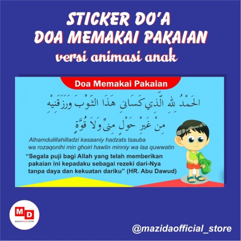 

Sticker Doa Memakai Pakaian Anak Ukuran Besar Anti Air