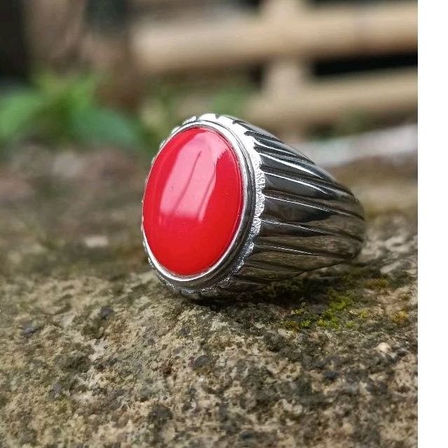cincin Batu akik Marjan laut merah simple dinamis reallpict