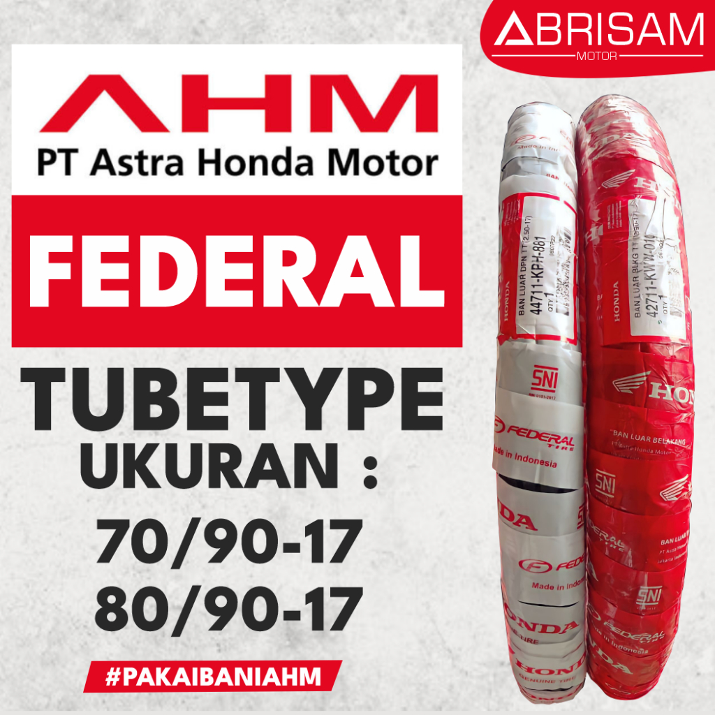 Ban luar Federal AHM 70/90-17, 80/90-17 TubeType untuk motor Supra X 125