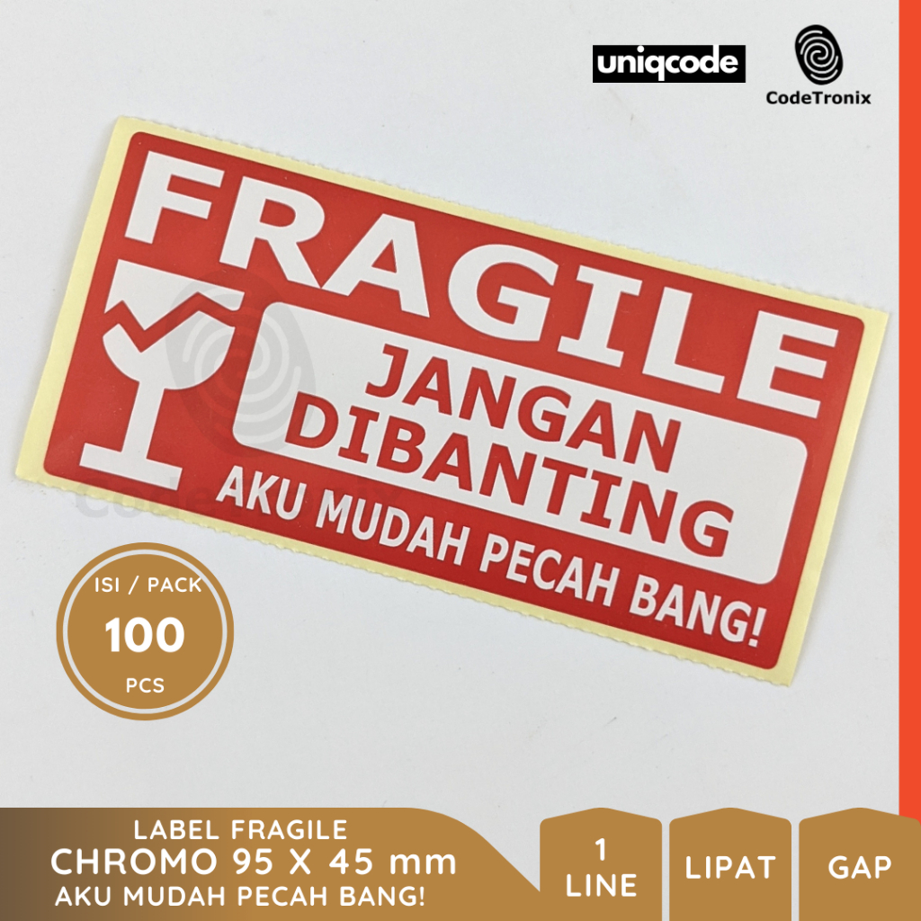 

Uniqcode Label Fragile Jangan Dibanting 95x45mm 100pcs Pengiriman Paket