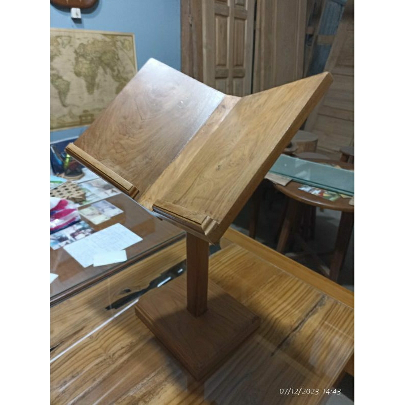 Rekal alquran / qur'an kayu jati / meja qur'an tinggi miring