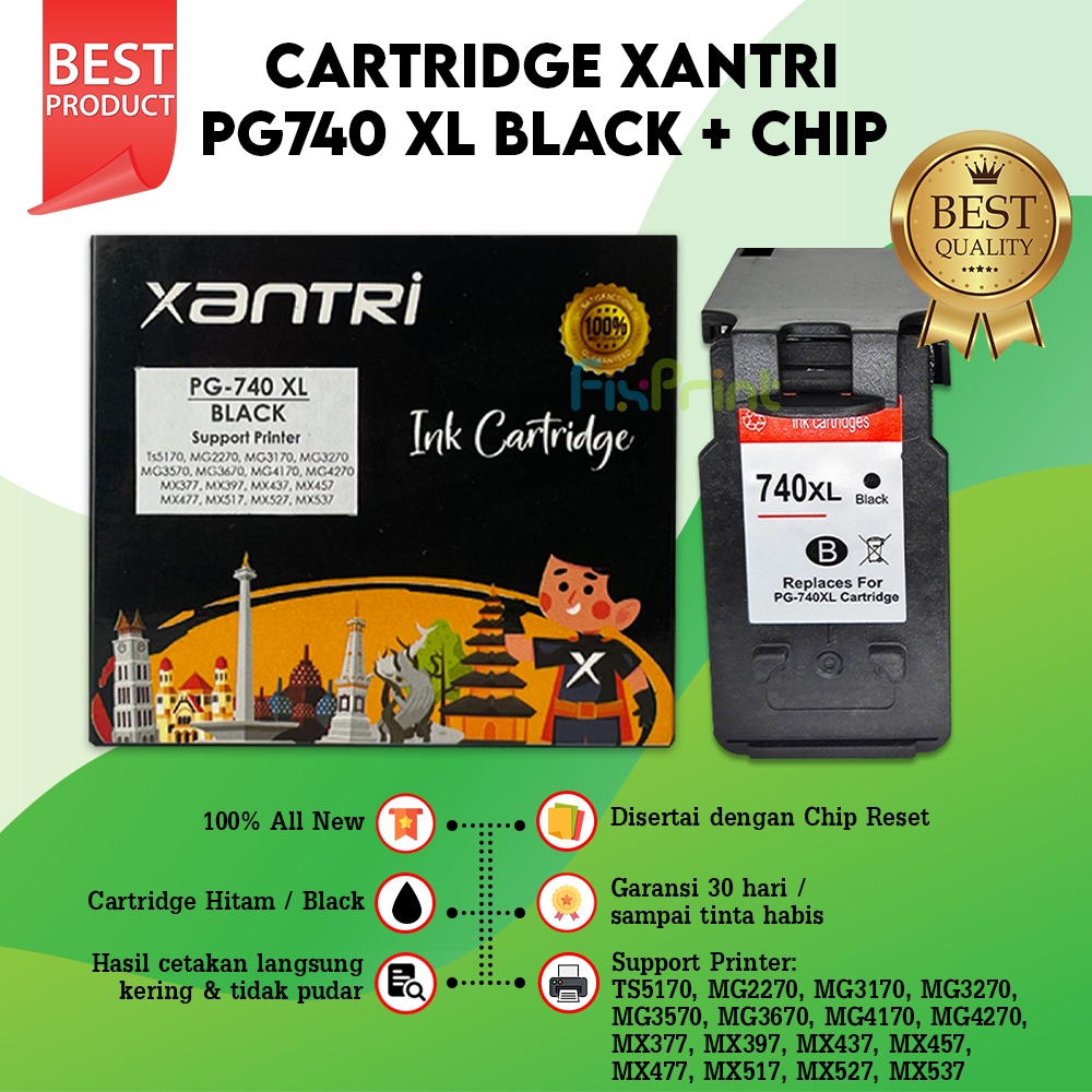 Cartridge Tinta PG740 740 XL Black Plus Chip Can MG3170 MG3670 MX437 PG740XL Cartridge Black