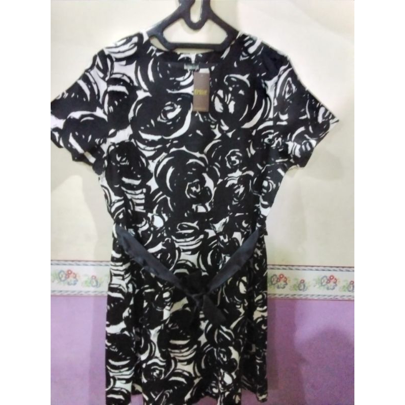 Eprise Baju Terusan Sack dress Hitam putih XXL