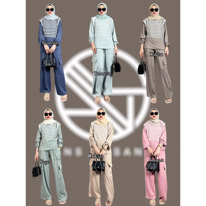 oneset  salur knit ans busana | oneset wanita