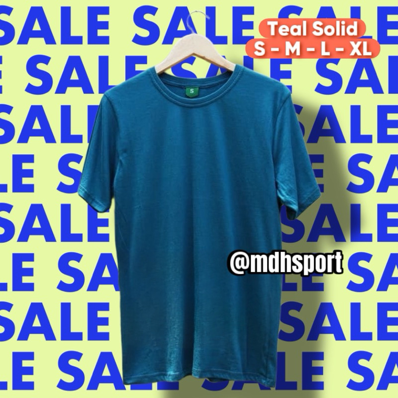 KAOS POLOS COTTON COMBED 30s WARNA TEAL SOLID/BIRU ITB