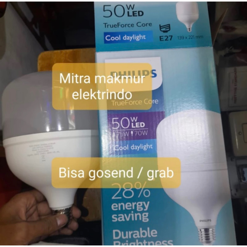 lampu bulb philips 50w watt / led bulb philips 50watt putih