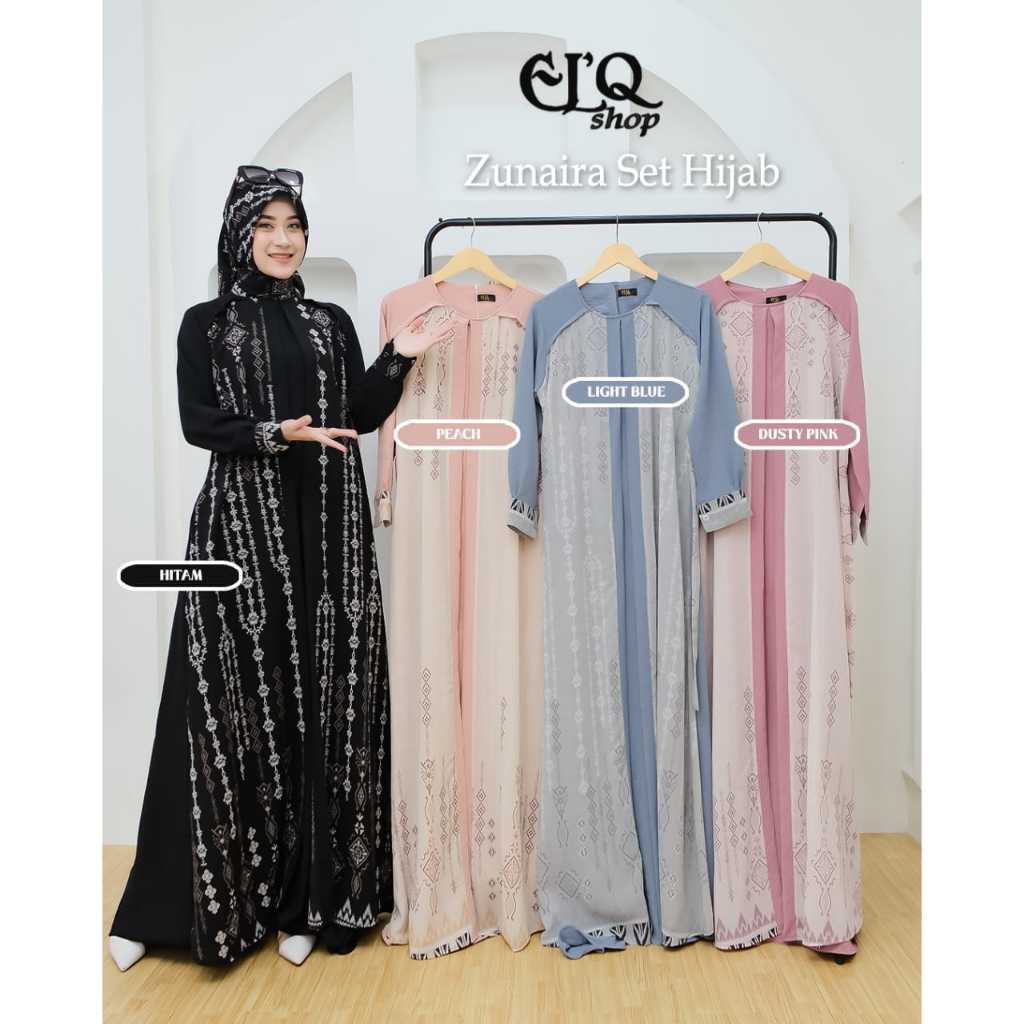 GAMIS CRINGKEL SET HIJAB ZUNAIRA FELICIA FRISKA CERUTY SEGIEMPAT square  BY ALHASAN ELQ  model kekin