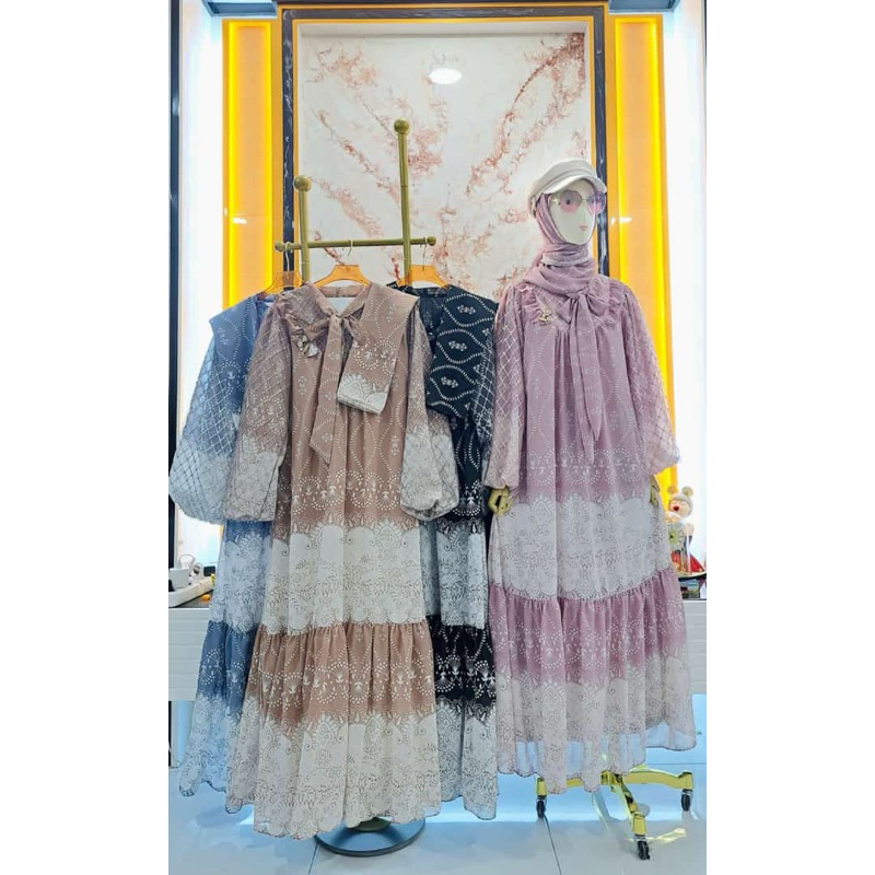 Set Gamis Hijab Combi Brokat