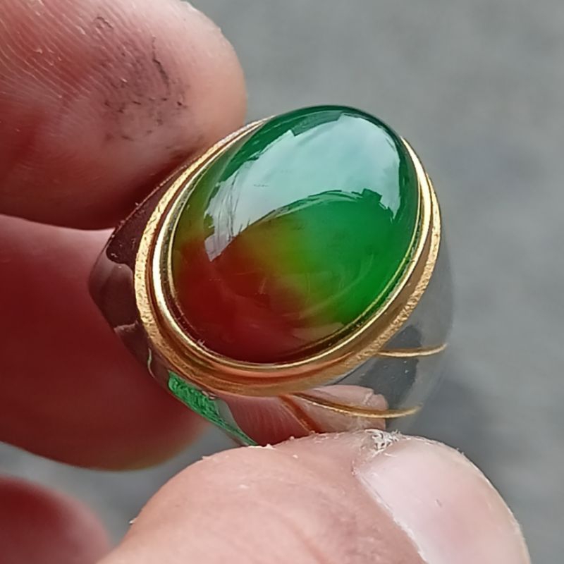 CINCIN BATU AKIK PANCAWARNA EDONG ASLI BATU ALAM