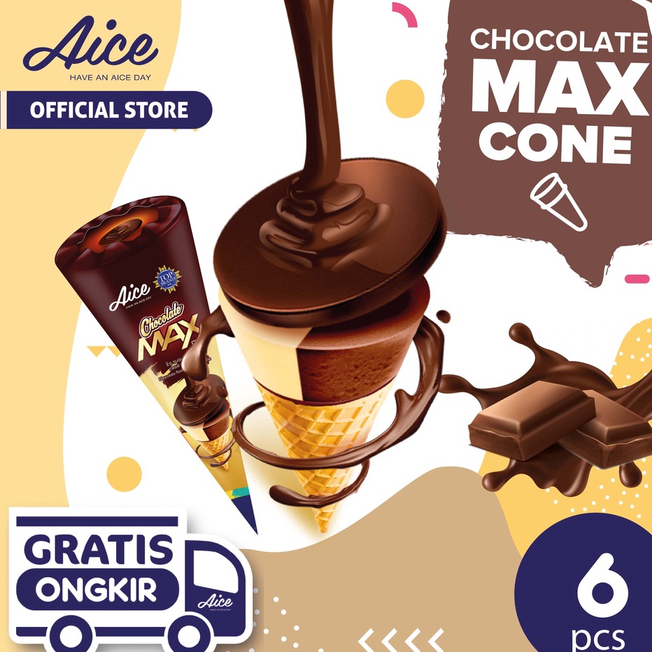 Terbaru 33 AICE Ice Cream Chocolate Max Cone isi 6 pcs eskrim