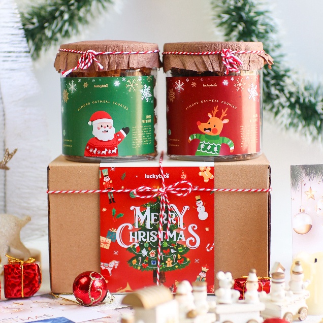 

55 COD Hampers Natal Christmas Hampers Oatmeal Cookies 2 Jar FREE KARTU TALI VOUCHER BUBBLE WRAP LUCKYBITE