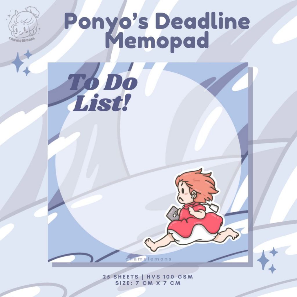 

Ghibli Ponyo's Deadline Memopad | Sticky Notes Korea Fanart Memo Buku Catatan Journaling Journal To Do List